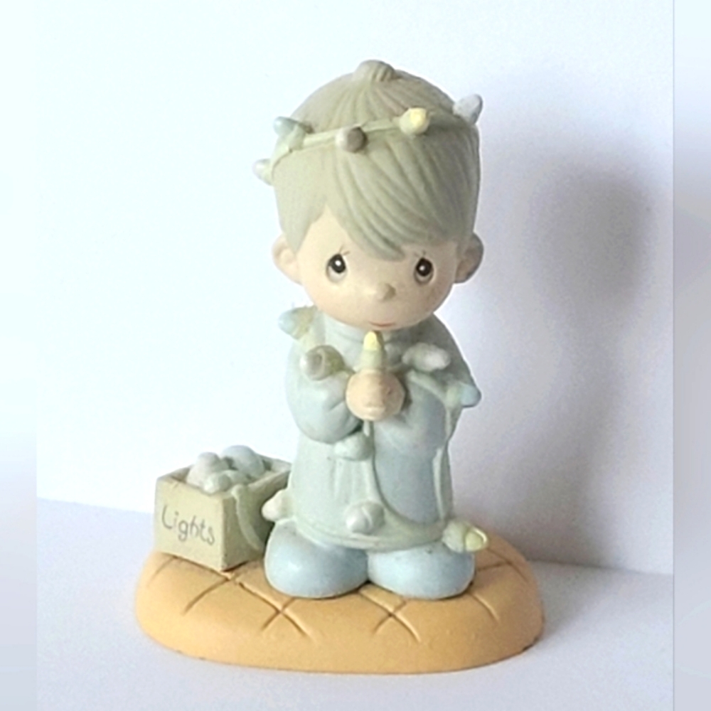 Vintage 90s Precious Moments Boy Christmas Collectible Miniature Figurine Decor